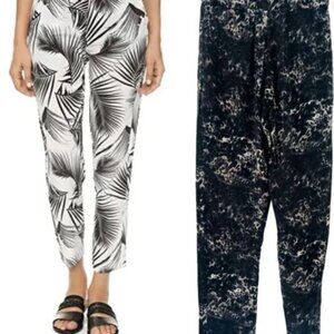 MIKOH Silk Pull on Straight Leg Pant in Black Leopard Print Size XS